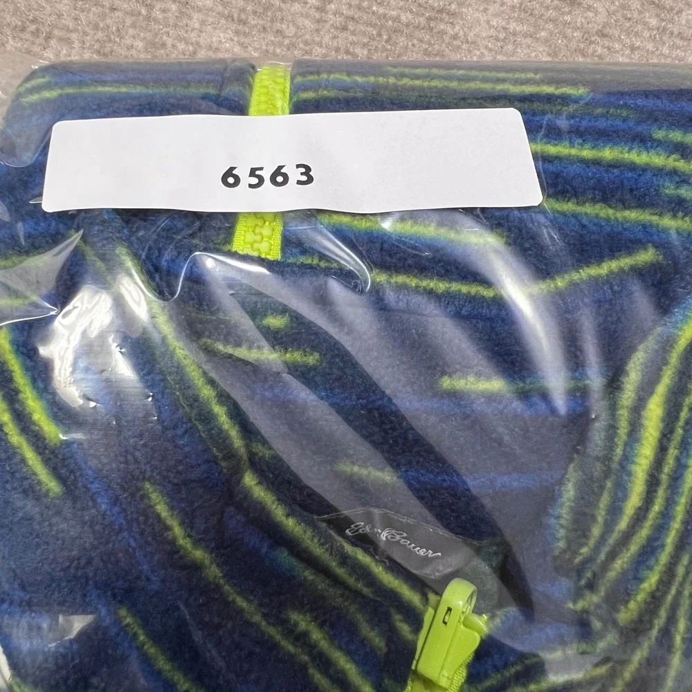 Eddie Bauer Kids L‎ Fleece Jacket Full Zip Blue Green Patterned